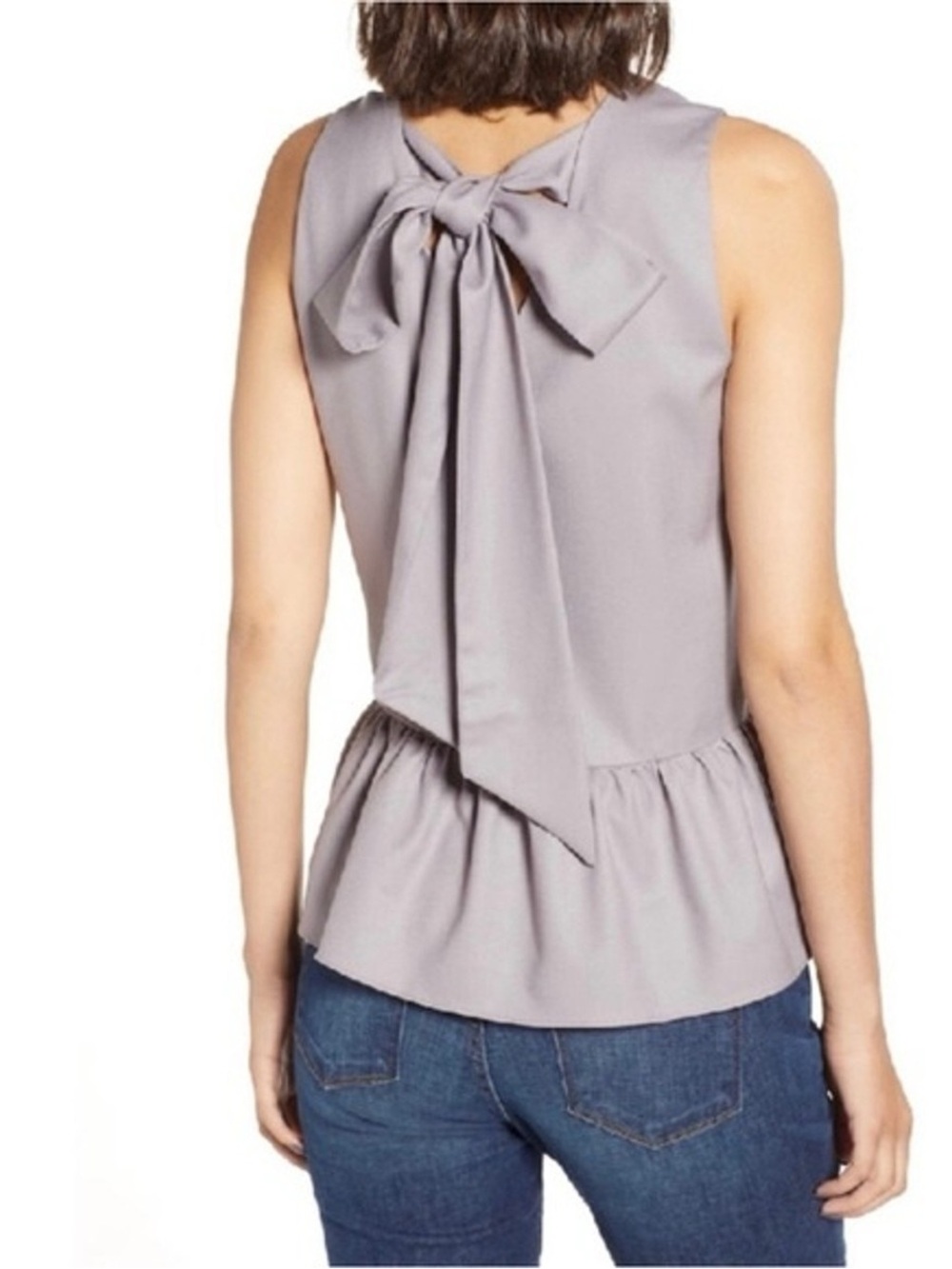 Preppy Women’s Peplum Tank Top in Lavender Gray